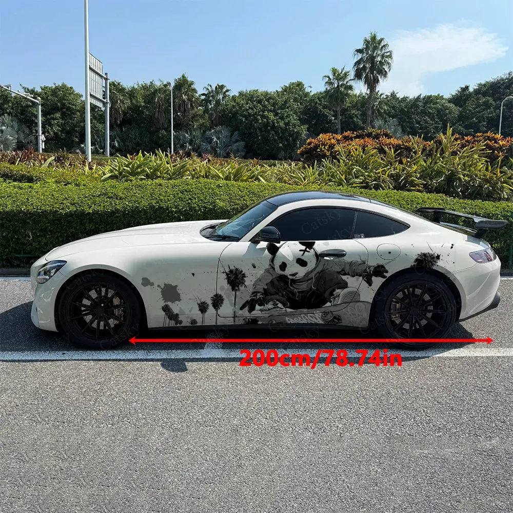 2pcs Street Panda Vibe, Durable, Fade-resistant, Enhance Vehicle Aesthetics With Bold Artistic Design Car Vinyl Wraps