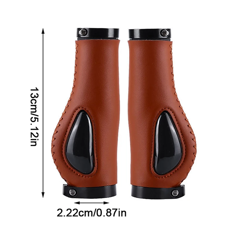 

[SP]1Pair Leather Bicycle Grips Liquid Silicone Handle Cuffs Ergonomic Handlebar Gel Grip Dual Lock Non-slip Bike Accessorie