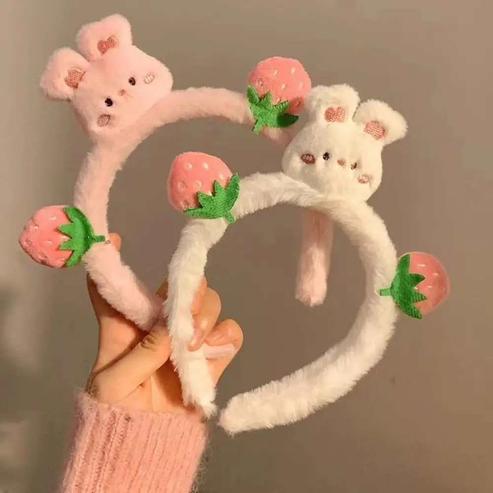 

Korean Style Cartoon Headband Cute Plush Hairbands Cute Hair Hoop Hair Accessories Headpiece Strawberry Bear Hair Hoop