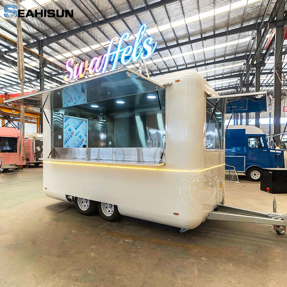 Color Airstream Camper Trailer Food Trucks With Restaurant Catering Snack Machines Ice Cream Cake Lemonade Enclosed Trailer