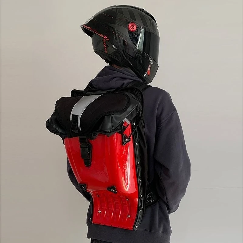 Hard shell backpack, motorcycle rider bag, carbon fiber hard shell bag.