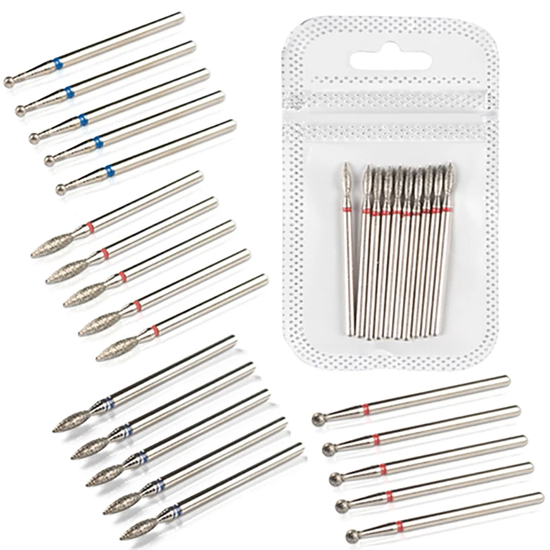 Fraise à diamant pour ponceuse à manucure, 10 pièces, les mèches s'utilisent avec une machine, idéal pour enlever le vernis et les tampons sur les ongles ou pour une pédicure,