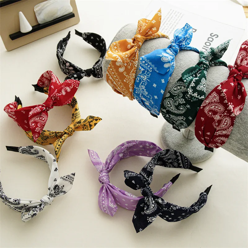 Cross-knotted Fabric Headband Wide Fashion Hair Hoop Women Hair Accessories Rabbit Ear Head Hoop Vintage Boho Bandanas