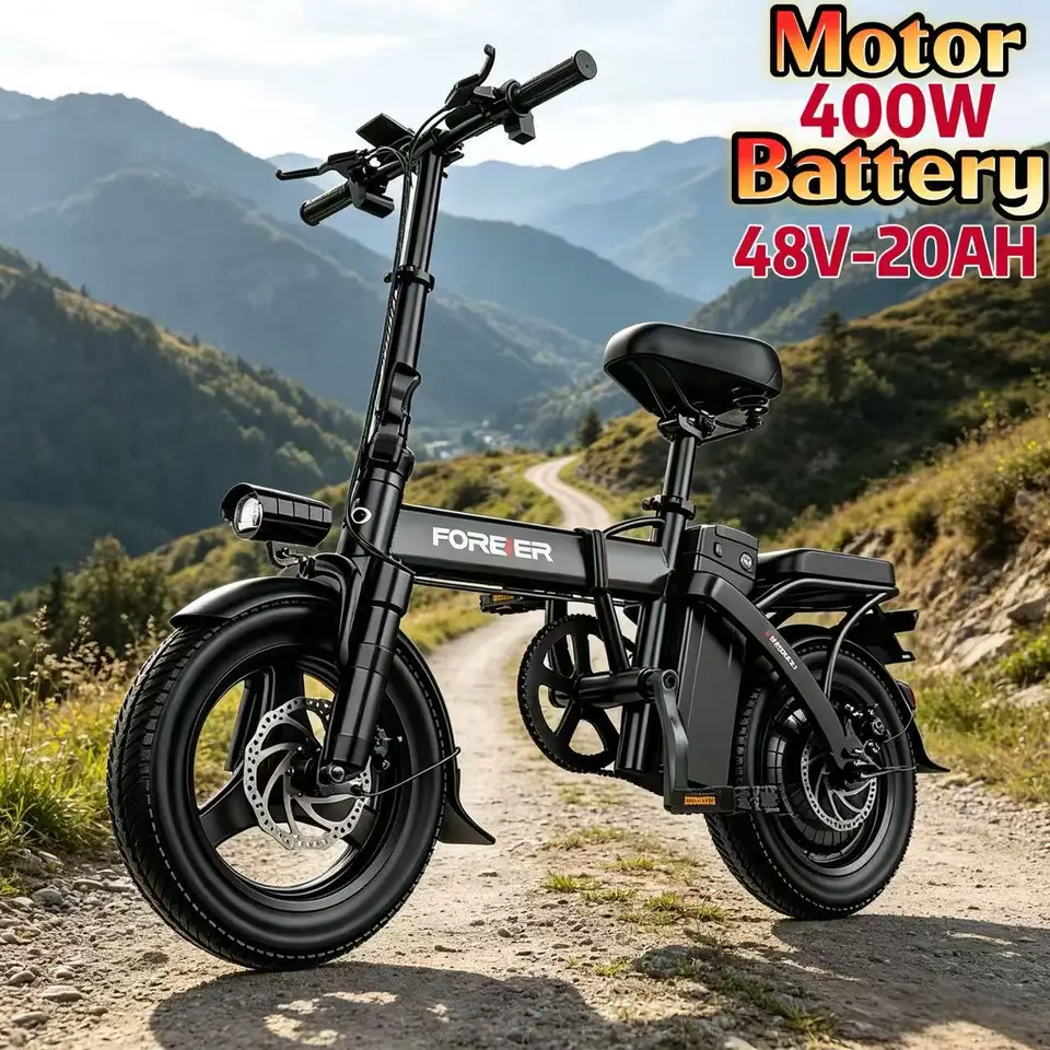 U7 Folding Electric Bicycle 48V 25Ah Battery  Electric Bike 400W Motor 14 Inch Puncture Proof Tires Adult Commuter E-Bike image 8