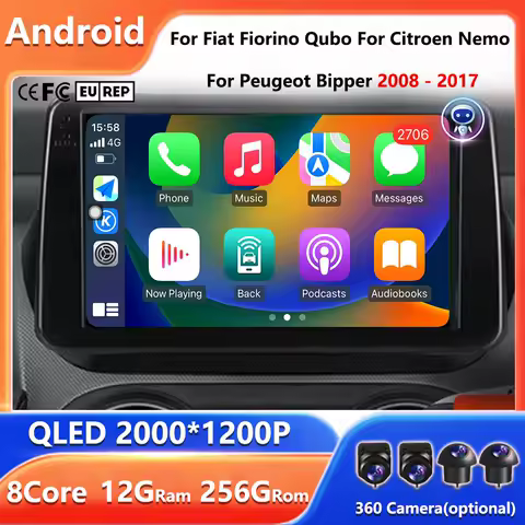 4G Android 14 For Fiat Fiorino Qubo For Citroen Nemo For Peugeot Bipper 2008 - 2017 Car Radio Stereo Multimedia Player WIFI