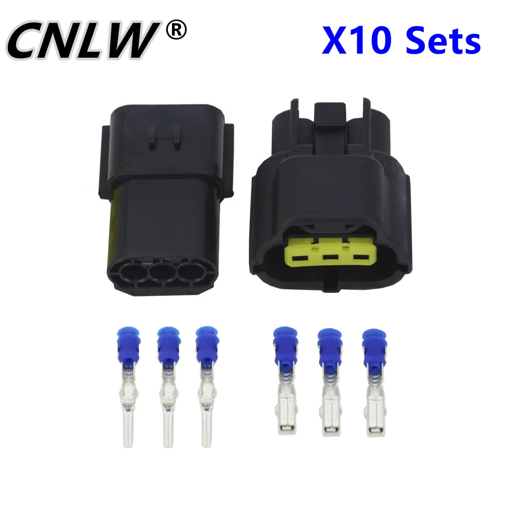 

10 Sets 3 Pin DJ70316Y-1.8-11/21 Waterproof Electrical Wire Connector Oxygen Sensor Automobile Connector 174359-2 174357-2