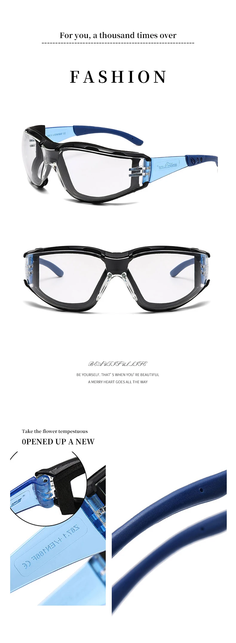 Schutzbrille, Brille, Sport, Augenschutz, weiche Schaumstoffdichtung, Schutzbrille für Schießen, Holzbearbeitung, Labor, Industrie, Outdoor-Sportarten – Detail 2