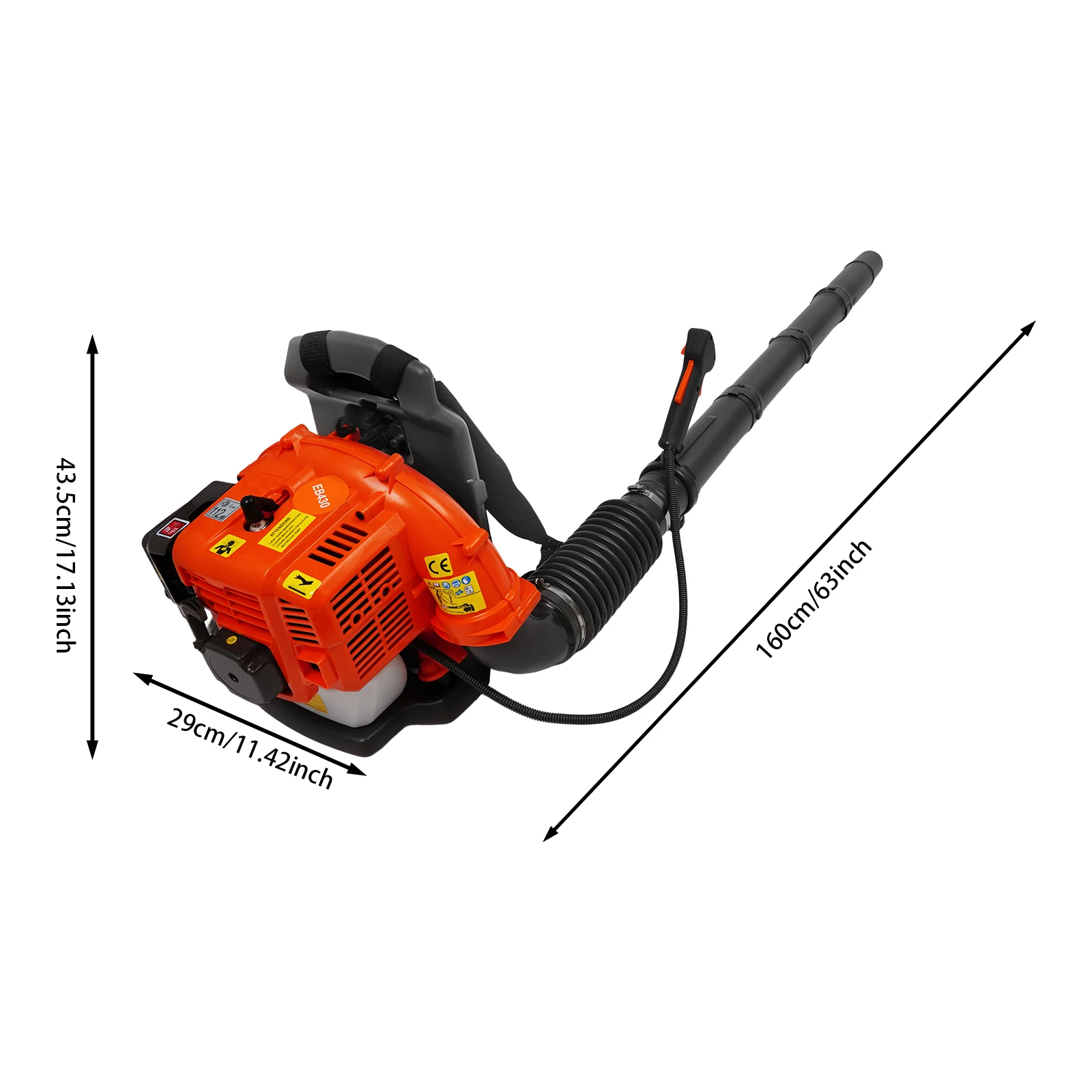 Souffleur à feuilles thermique 42,7 cm³ 2 temps 720 m³/h 6800 tr/min, souffleur à dos professionnel pour l'entretien des pelouses, des jardins et le nettoyage des poussières