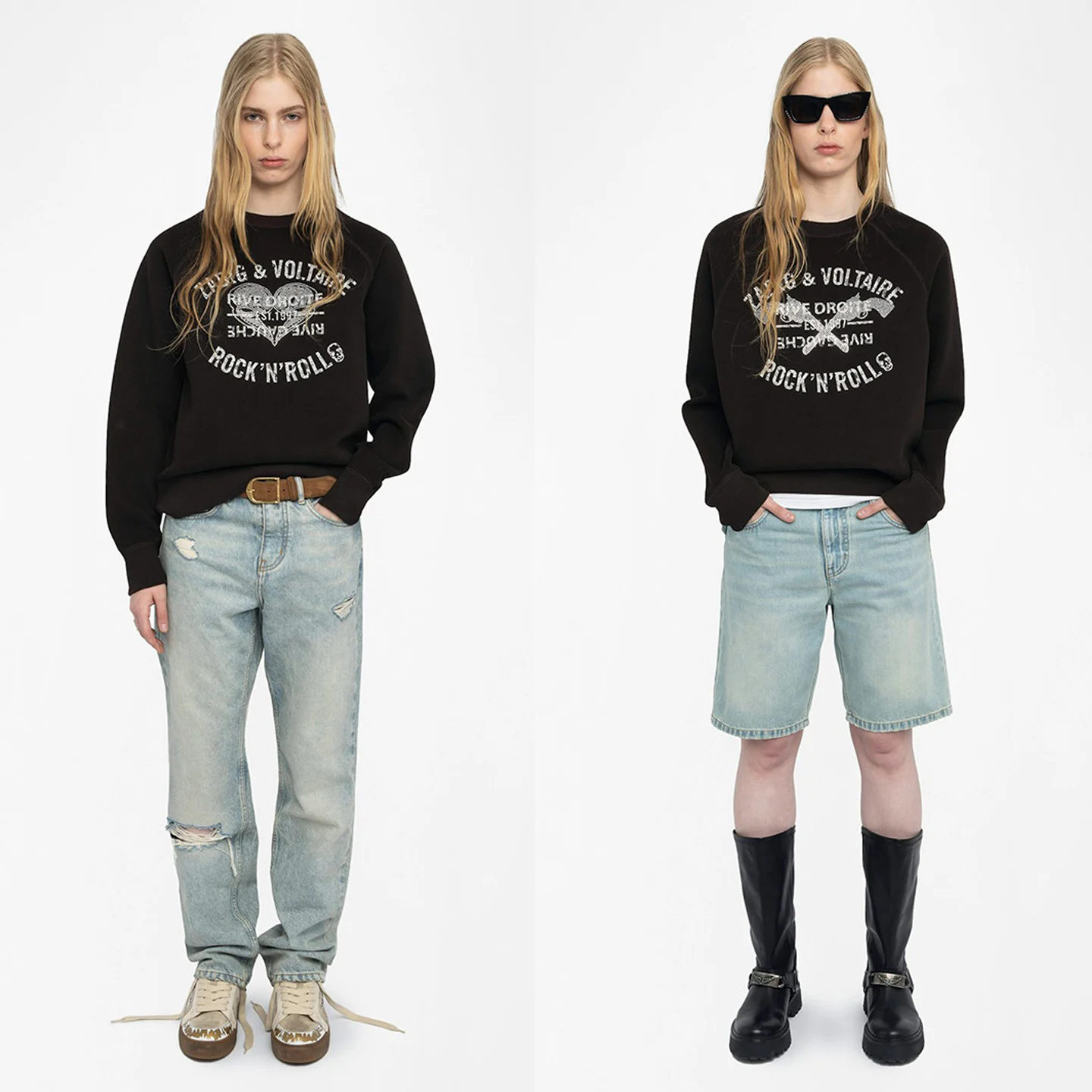 Vroege herfst nieuwe collectie Street Sle rond Ne Sweatshirt Gedrukt Strass Drop oulder Sve Hoodie Casual Katoen Lange...