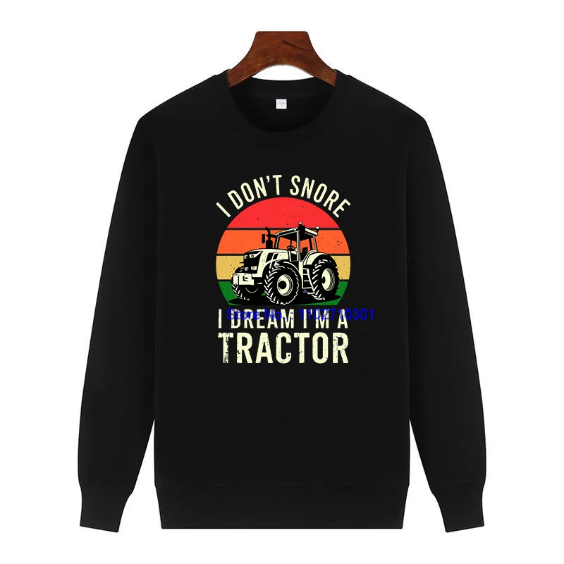 Men's Crew Neck Fleece Pullover Sweater 'I Dream I'm a Tractor' Print Warm Winter Essential Suitable for All Ages