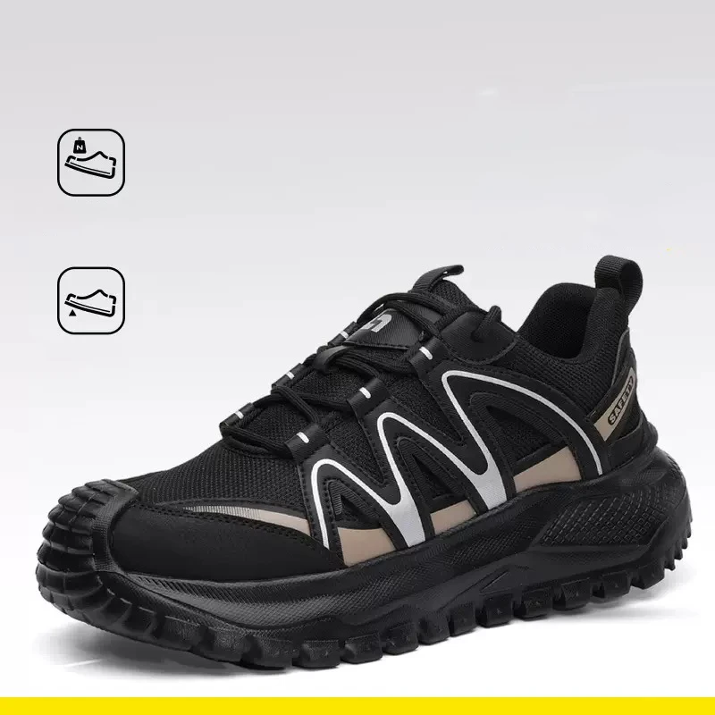 Men's Rubber-and-Plastic-Sole Impact- and Puncture-Resistant Safety Shoes, Compliant with Standard 4.0, Mid-Sole Work Shoes