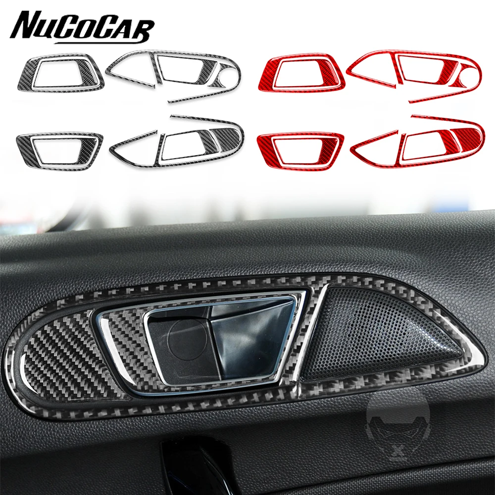 

For Ford Fiesta 2011-2019 Carbon Fiber Door handle Panel Trim Cover set Car Interior Accessories Decorative Stickers