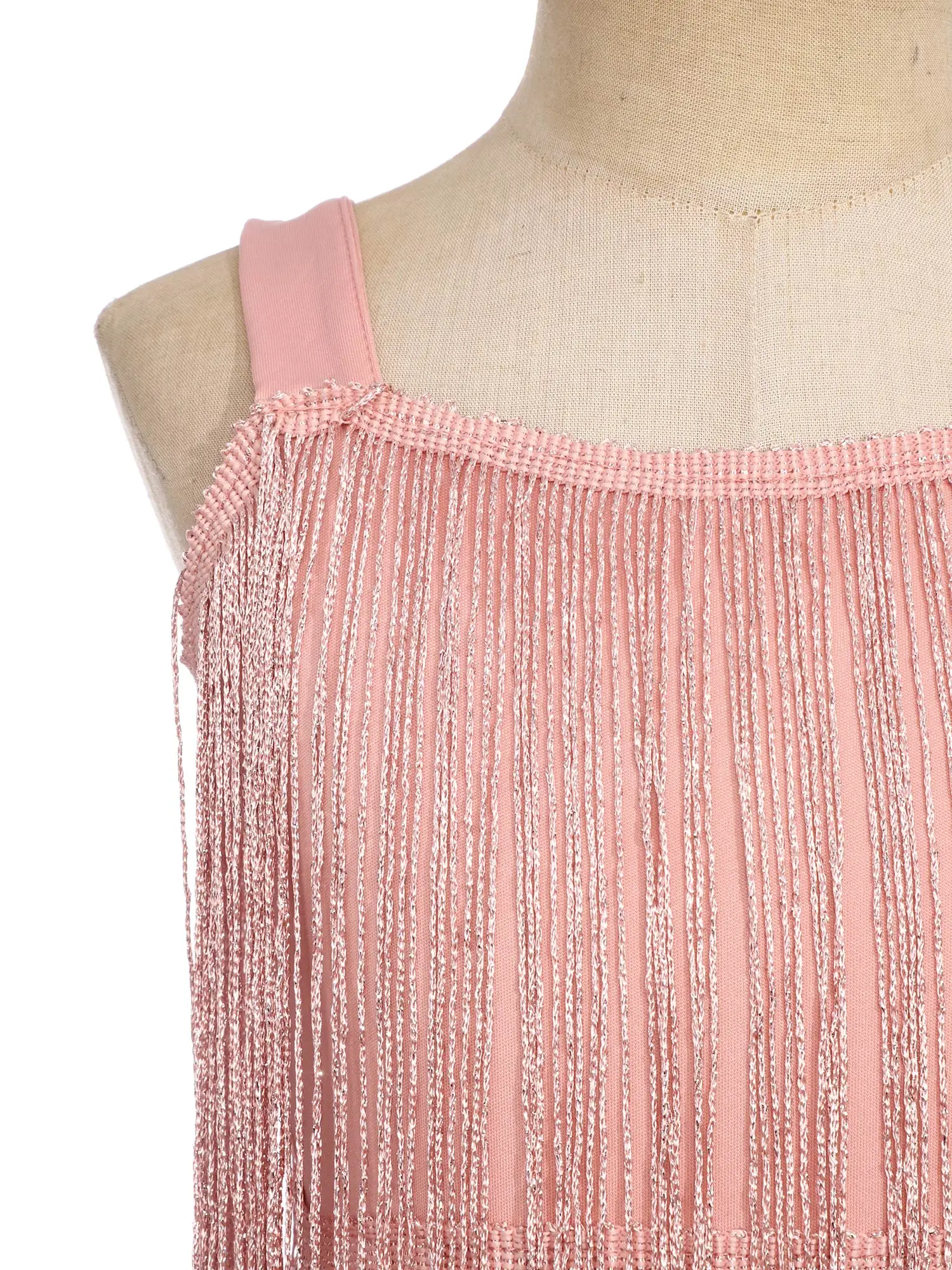 Kids Girls Fringe Latin Jazz Dance Dress Sleeveless Wide Shoulder Straps Shiny Tiered Tassel Dresses Stage Performance Dancewear