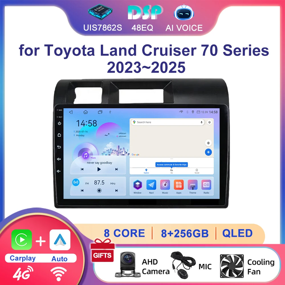

8 Core 4G WIFI Android Car Radio GPS DSP Carplay Auto Stereo Multimedia Player for Toyota Land Cruiser LC79 70 Series 2023~2025