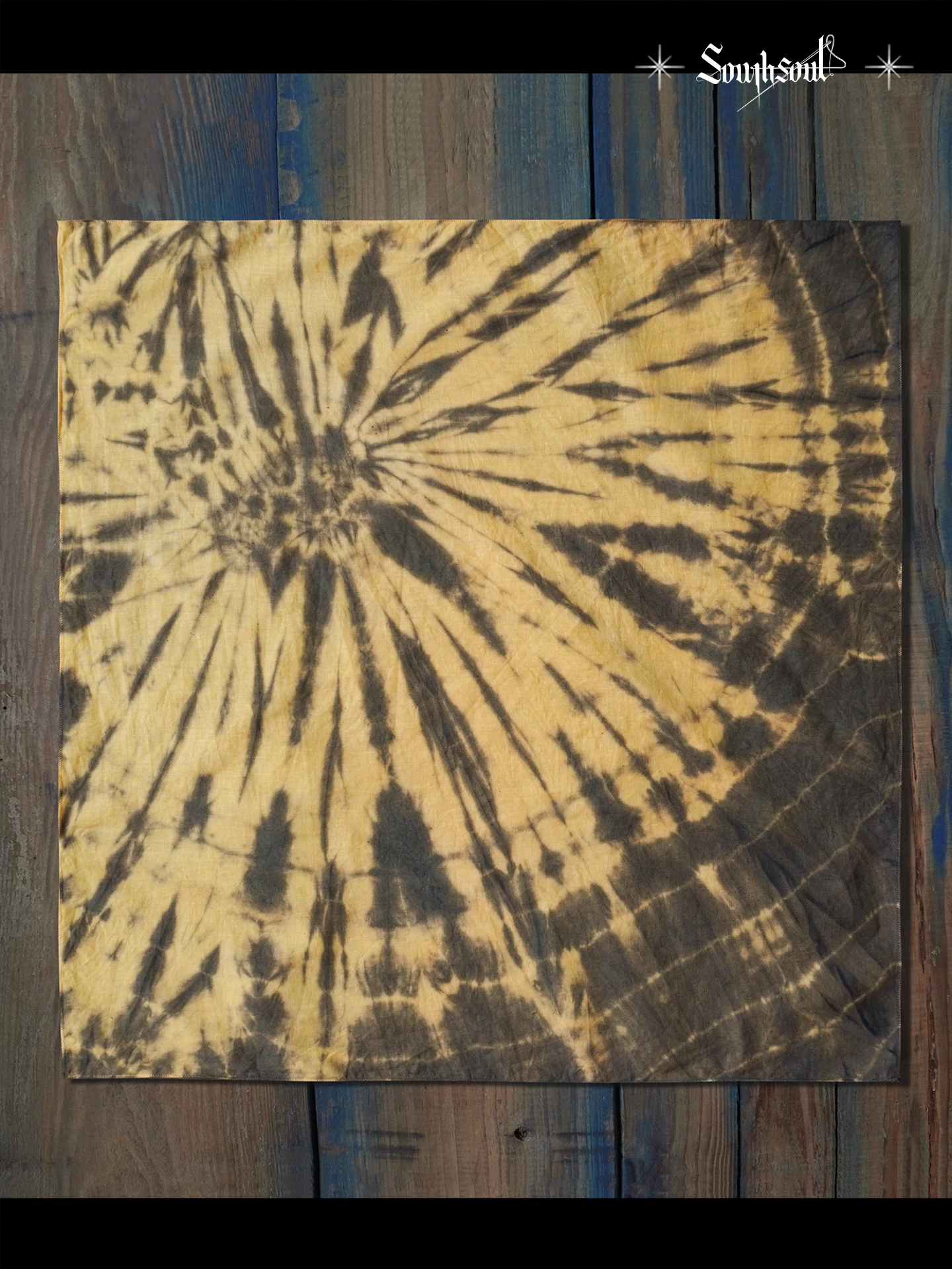 

Шарф-платок унисекс из тонкого хлопка и льна ручной работы с растительным окрашиванием, узором в виде цветов форсиции и узловым окрашиванием