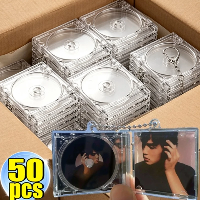1/50Pcs Blank Album Mini CD Case Keychain DIY Peripheral Commemorative Keyring for Car Backpack Key Pendant Hanging Decoration