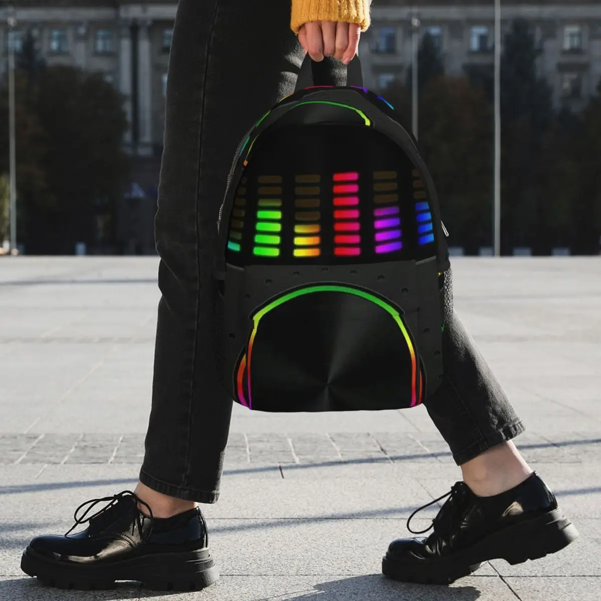 LED Sound System Colorful Backpack Student BookBag Kids School Bag Computer Shoulder Bags for Men Women
