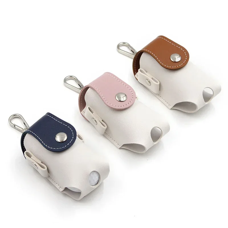 1PC Golf Ball Bags Mini Storage Bags PU Leather Hang On Waist Golf Ball Bag Pouch With Metal Buckle Golf Belt Ball Bags