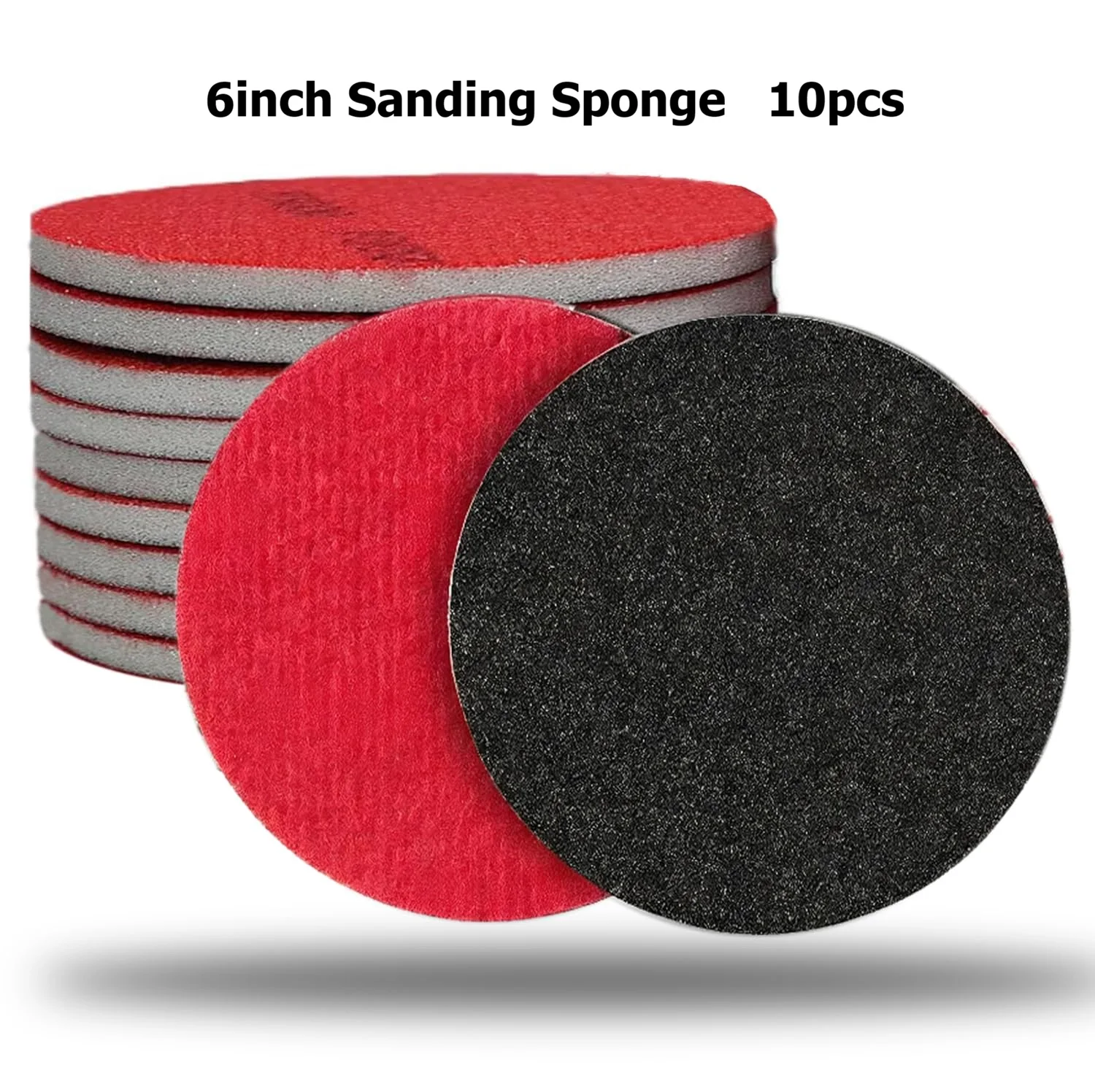 10 Pack 6 Inch Hook and Loop Sanding Sponge Discs Wet Dry Sanding Pads, Foam Sandpaper for Random Orbital Sander