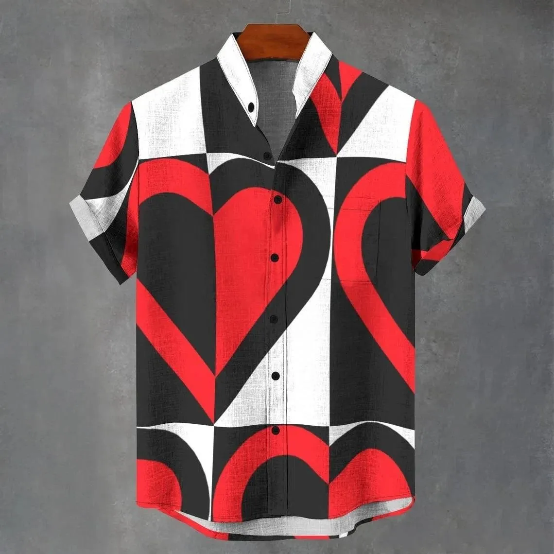 

Short Linen Manga Shirt For Men, New Blue Hip-Hop Graffiti pattern, informal top with popular summer buttons