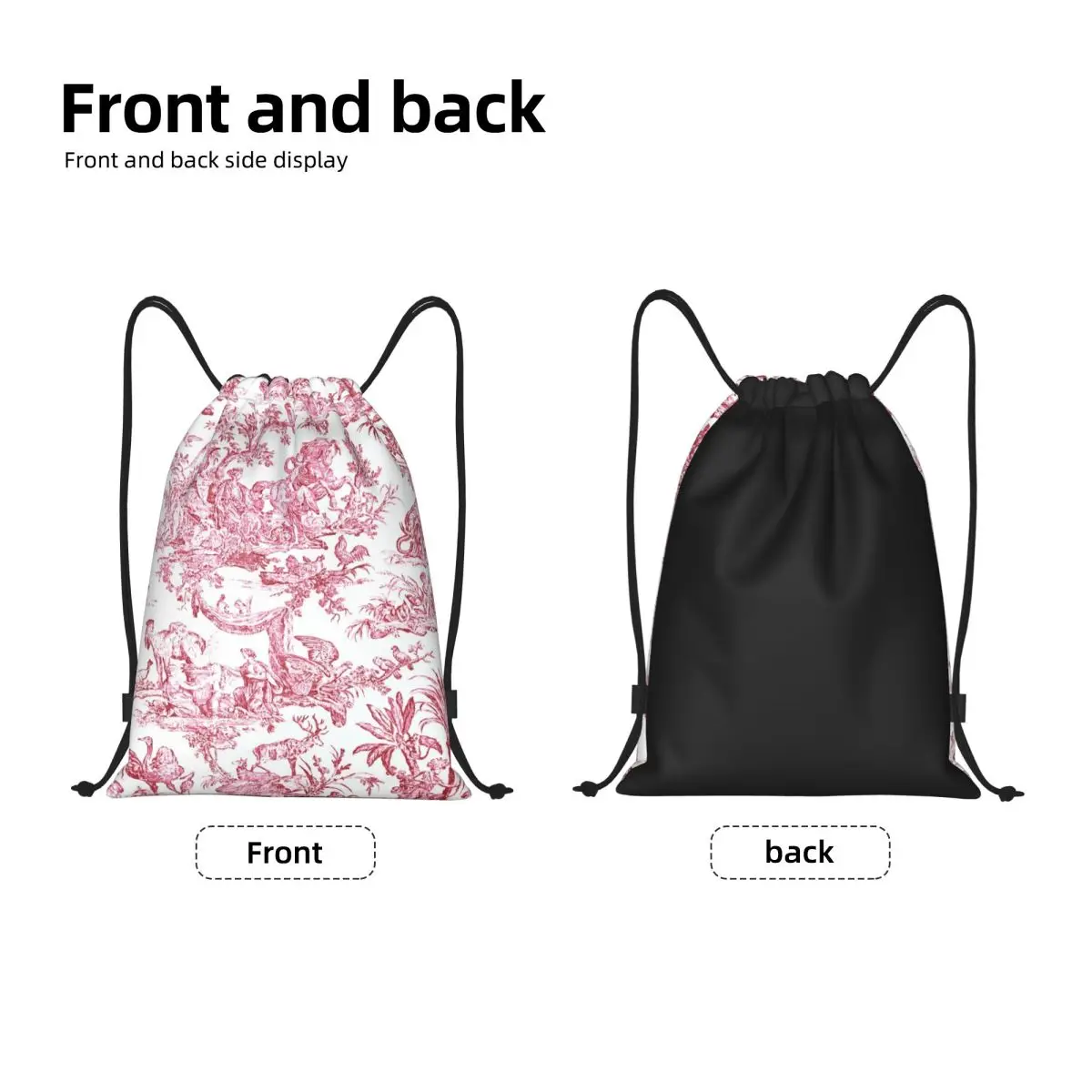 Toile De Jouy Drawstring Backpack Women Men Sport Gym Sackpack Portable French Countryside Shopping Bag Sack