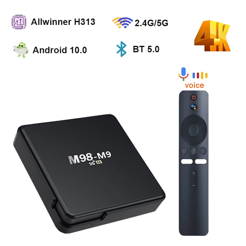 M98 M9 ATV 4G 5G Dual WiFi Android 10.0 HD 4K BT 5.0 HDR Allwinner H313 Четырехъядерный голосовой помощник встроенный Smart TV Box