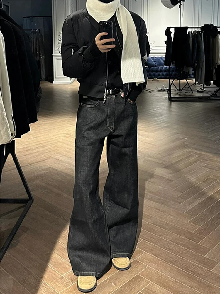

Cleanfit American High Street Original Color A-Line Wide Leg Men's Jeans Vintage Straight Workwear Trousers Casual Jeans
