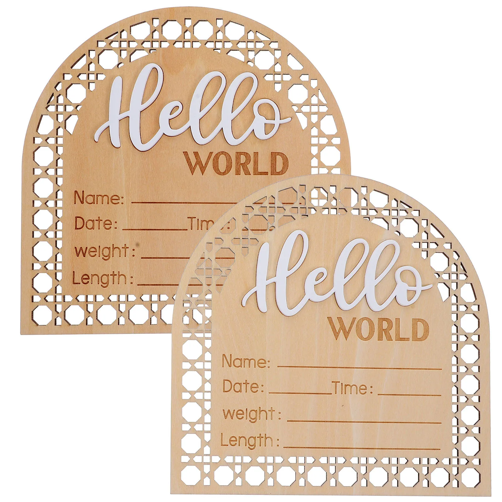 

2pcs Adorable Newborn Welcome Wooden Sign Infant Announcement Birth Name Sign For Baby Shower Gift Nursery Decoration Wood Baby