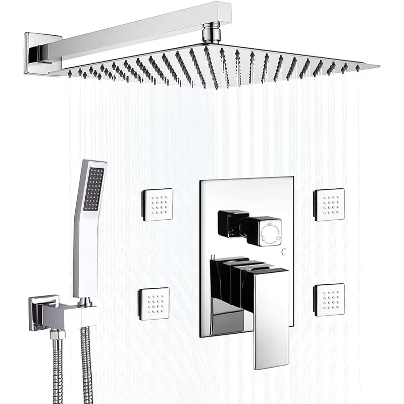 Ultimate Hotel Shower Pressure Shower Faucet Set Solid Brass Contracted Jets Ceramic Valve Massage Modern Design 3 Function