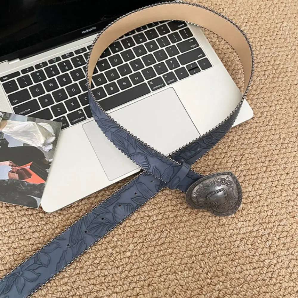 Vintage American Style Women's Belt Retro Gothic Heart Waist Belt Designer Y2k Dress Jeans Belt Spicy Girls