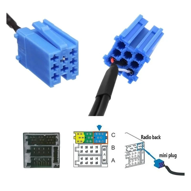 A2UC 8Pin Connector Cable Adapter Car Wireless AUX Adapter for Radio,AUX Adapter Microphone Auto Accessory Replacement