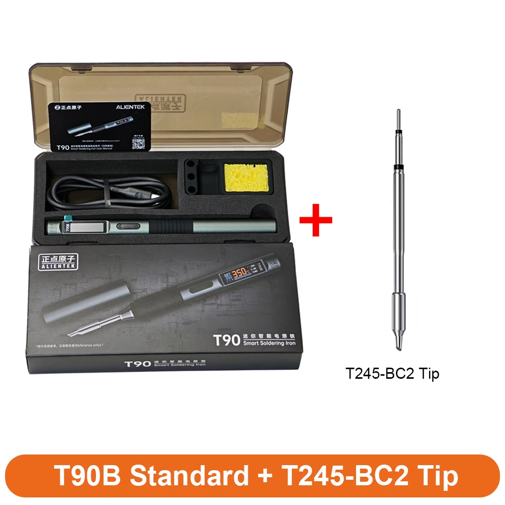 ALIENTEK T90B Smart Soldeerbout 140W PD3.1 Type-C IPS Scherm Verstelbare Temperatuur T245 Punten Precisie Soldeer Gereedschap