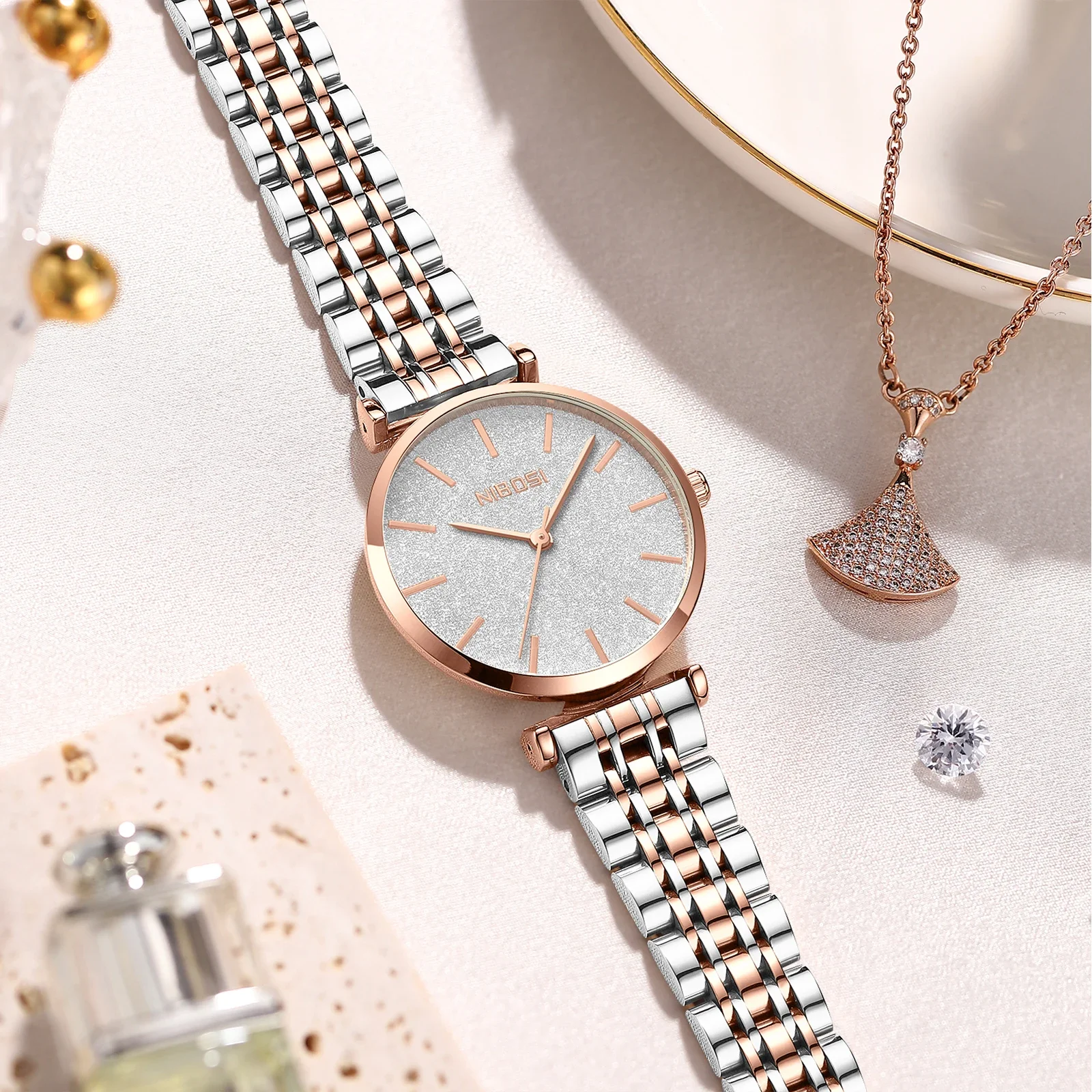 NIBOSI proste damskie zegarki najwyższej marki luksusowe diamentowe Gilr zegarki piękne sukienki dla kobiet wodoodporne Relogio Feminino