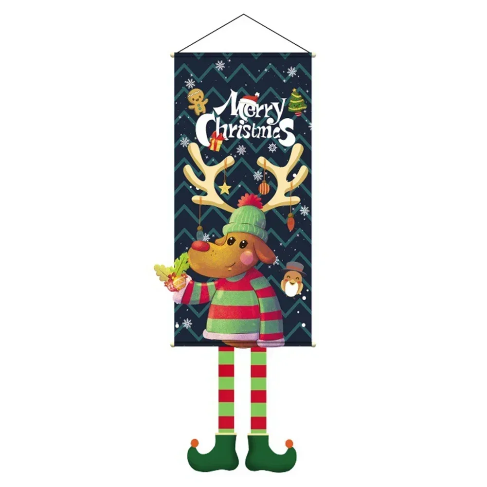 Large Christmas Snowman Hanging Flag, Wall Hanging Banner Shopping Mall Bar Xmas Party Decor New Year 2025 Navidad Natal