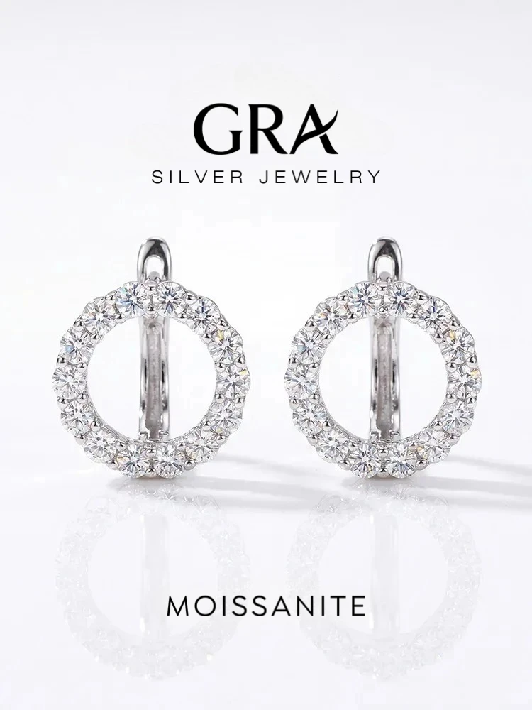 Fashion Real Moissanite Diamond Round Earrings For Women 925 Sterling Silver Anniversary Party Luxry High Quality Fine Jewelry