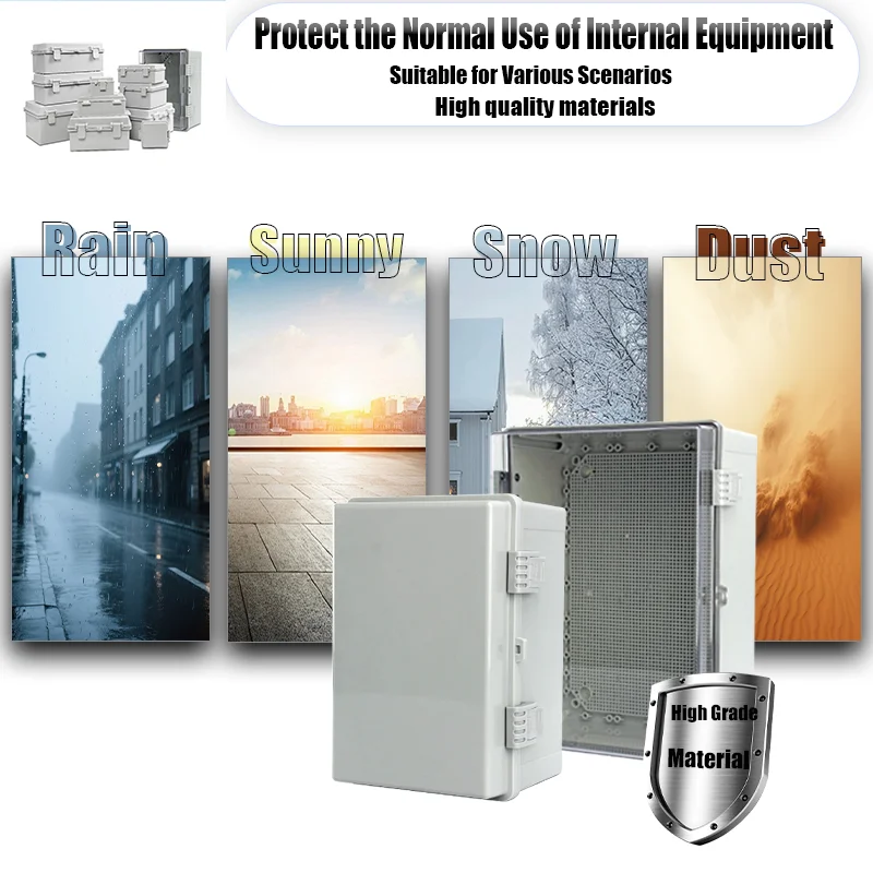Boîte électronique grise/transparente IP66, boîtier à charnière pour Instrument, boîtier de Distribution extérieur étanche, boîtier en plastique PC