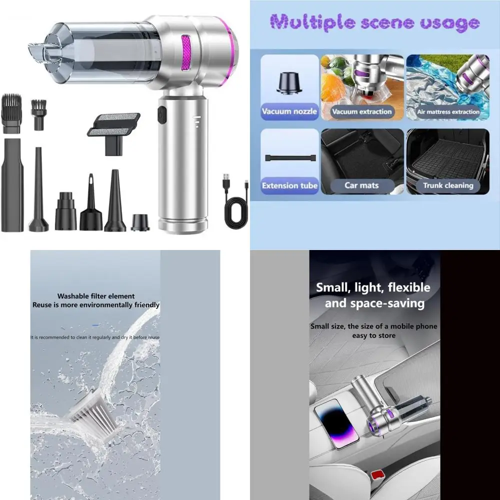 Portable Car Vacuum Cleaner with Power Display and Filter Indicator for 2019-2024 Trucks, Ideal for Cleaning Interiors