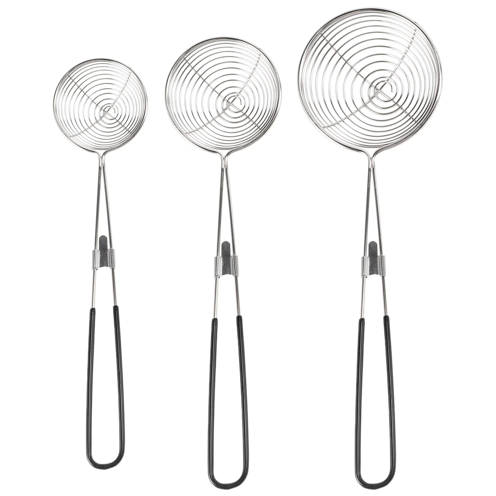 LBER 3-Piece Set of Round Hot Pot Strainer-Stainless Steel Asian Shabu-Shabu-Shabu Spider Skimming Spoon Set, Mesh Spoon