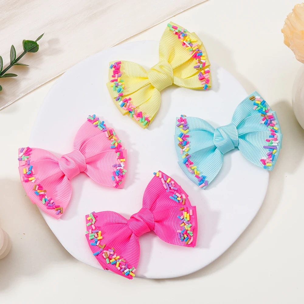 4/6Pcs Set New Cute Color Edge Fashion Solid Butterfly Lovely Girls Hairpins Children Headwear Hairgrip Hair Accessories