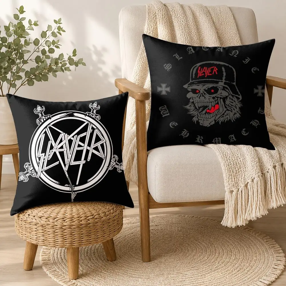 S-Slayer Rock Band Cushion Cover Square Decorative Throw Pillow 40x40cm For Sofa Bedroom Living Room Home Decor