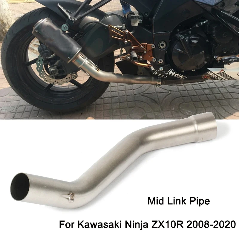 For Kawasaki ZX10R 2008-2015 Exhaust System Middle Link Pipe Stainless Steel 51mm Connecting Tube Slip On Motorcycle