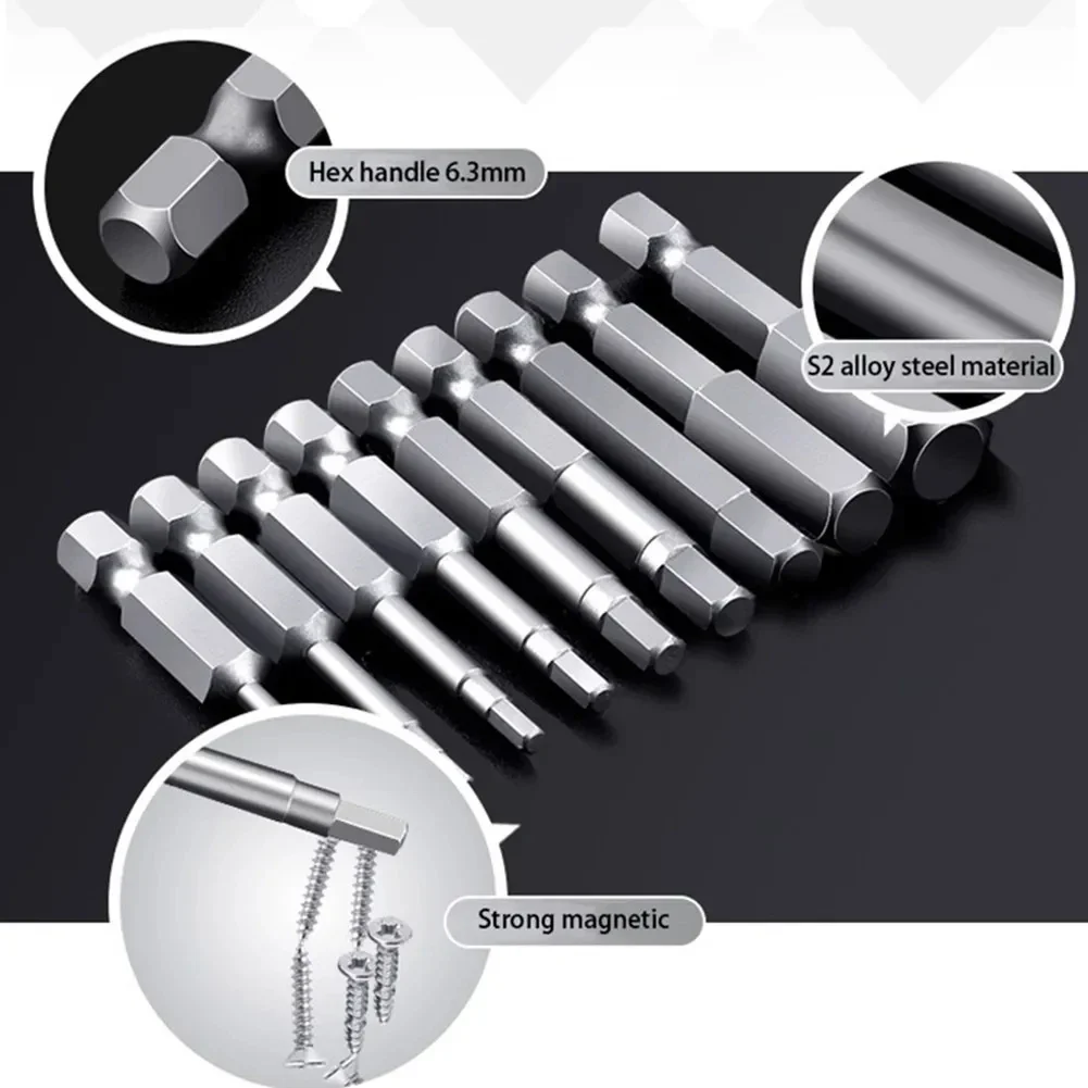 1/4 Pneumatic lengthening Hex Shank Magnetic Head Screw Driver 50mm H1.5-H12 Nut Driver Set Power Drill Adapter Screw Driver