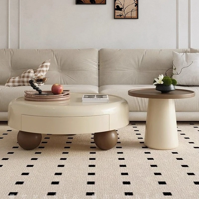 

Журнальный столик во французском кремовом стиле - скандинавские креативные круглые журнальные столики для гостиной, дизайнерская центральная часть, мебель для дома FYCT