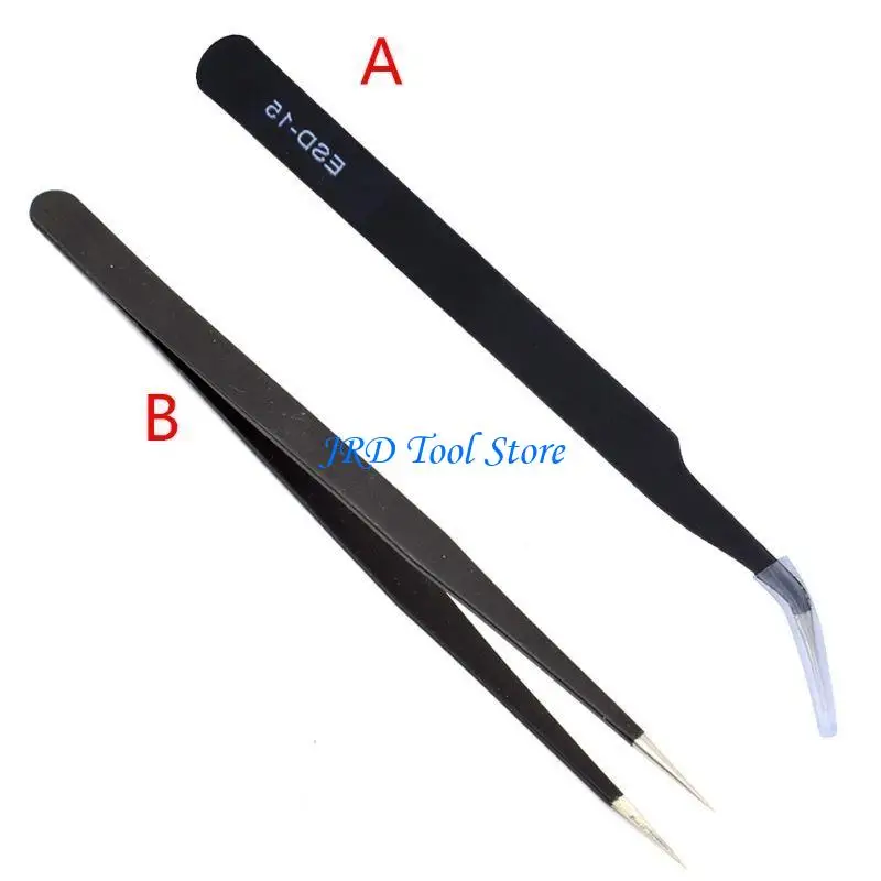 A2UD Tweezers Anti-Static Tweezers precisión ESD-15 Curved Bent Tip Tweezer Herramienta