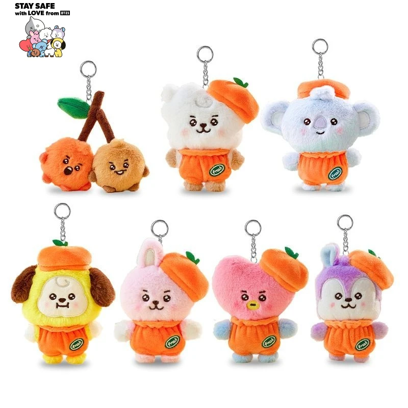 

Cute BT21 Koya RJ Man Chimmy Tata Cooky Shooky Orange Party Series Plush Toy Keychain Pendant Cute Doll Decoration Gift
