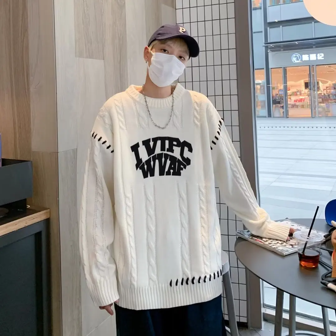 

Свободный крой Long Sve round Ne Трикотаж Мужской Sle Осень Зима Большие размеры 36–300 фунтов Гонконг Sle Ins Модный свитер