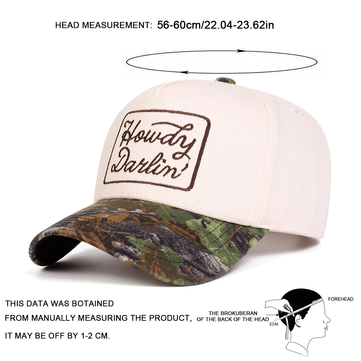 Unisex HOWDY DARLIN Baseballkappen mit Stickerei, Frühling und Herbst, verstellbare Freizeithüte für den Außenbereich, Sonnenschutzhut, Sportkappe – Detail 5
