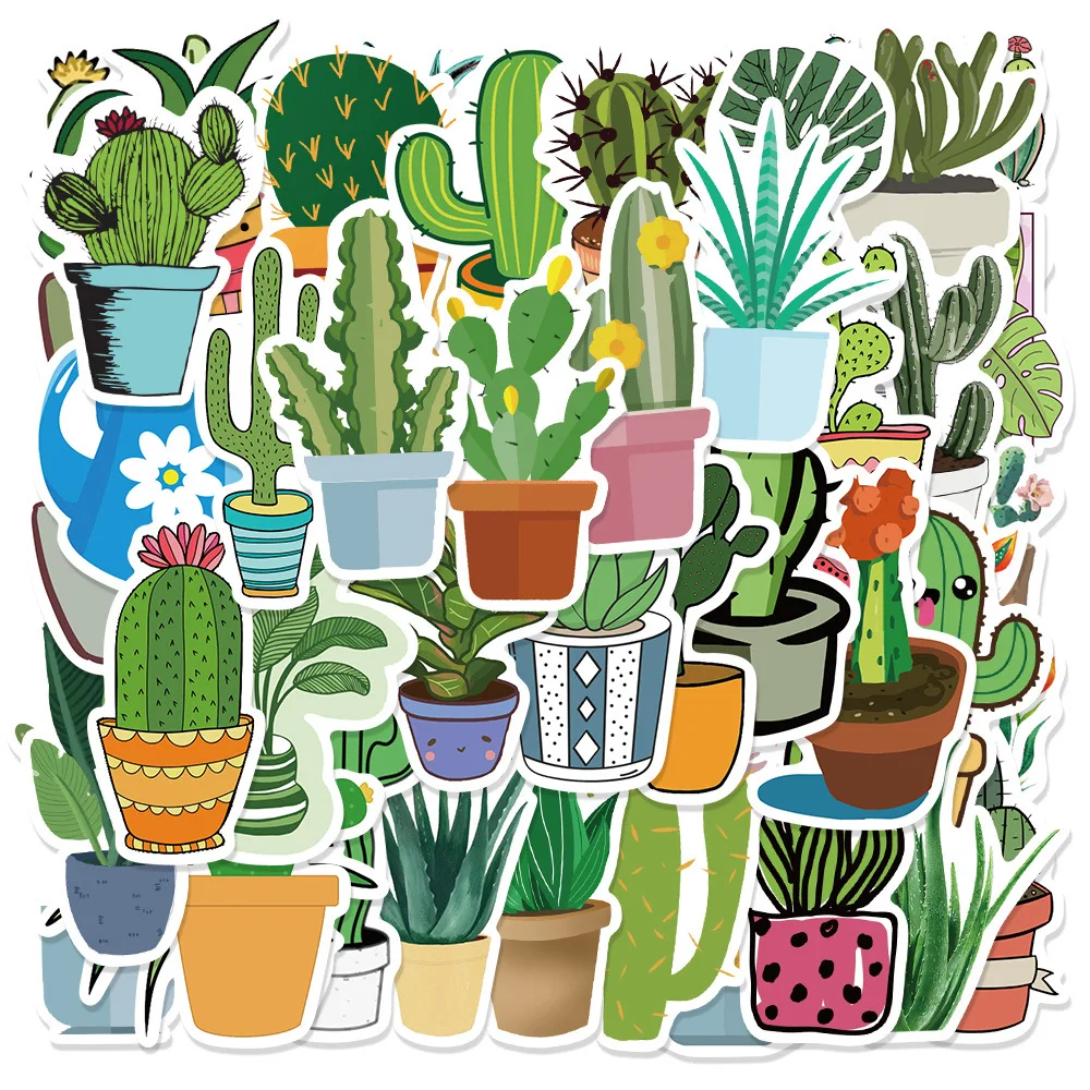 15/45Pcs Cartoon Cactus Waterproof Graffiti Sticker Aesthetic Decorative Luggage Laptop Cup Phone Scrapbook Kids Stickers