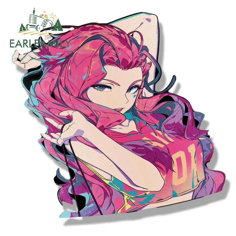 EARLFAMILY Singer Seraphine Fanart Car Sticker Cartoon Anime Girl Sketch Waifu Decal JDM Gothic Peeker Stickers Car Styling view 2
