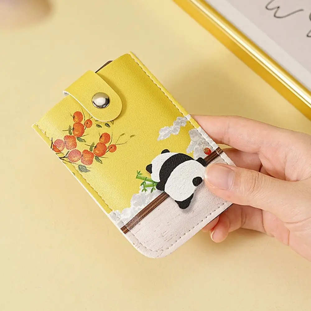 Slim Laminated Concealed Mini Card Wallet Pull-out Type 6 Card Pockets ID Card Holder PU Leather Business Card Case Women